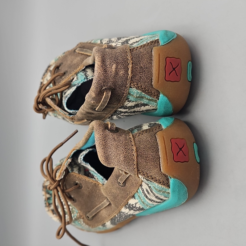 Twisted X Aztec Print & Leather Handcrafted Boat Shoe Driving Moccasins 8 - Picture 7 of 12